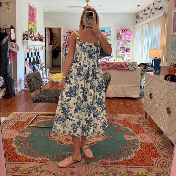 LOVESHACKFANCY MAJORY FLORAL MIDI DRESS SIZE 2 - Picture 6 of 6